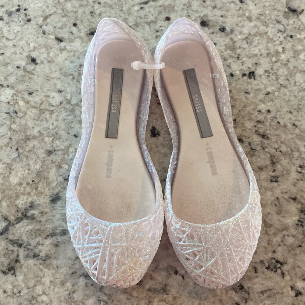 Melissa Glittery White Kids Shoes